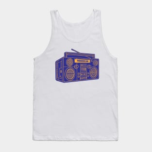 Boombox (Yellow Orange Lines + Blue Drop Shadow) Analog / Music Tank Top